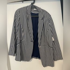 NWT Rafaella Gingham Blazer Ruffle Mediterranean Blue White Women's 1X